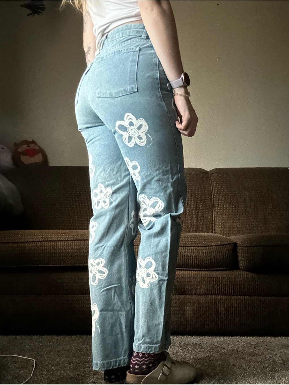 The Ragged Priest Bud Dad Jeans Daisy Floral Embroidered 26 - Picture 7 of 7